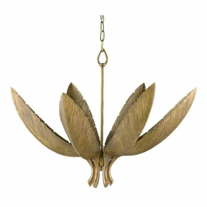 Gold Fixture Antique Brass Bird of Paradise Chandelier - LOOMLAN - Currey & Co - Chandeliers