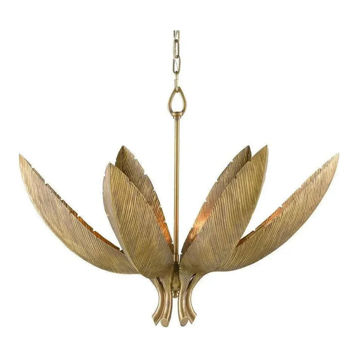 Gold Fixture Antique Brass Bird of Paradise Chandelier - LOOMLAN - Currey & Co - Chandeliers