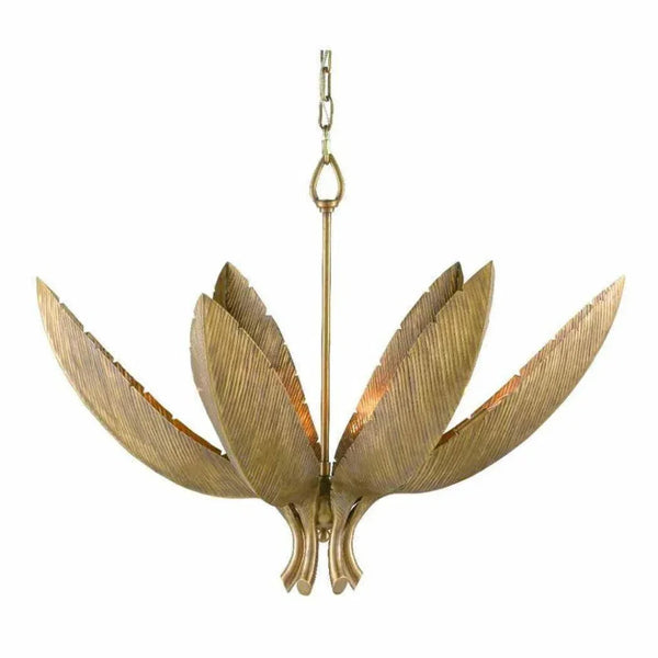 Gold Fixture Antique Brass Bird of Paradise Chandelier - LOOMLAN - Currey & Co - Chandeliers