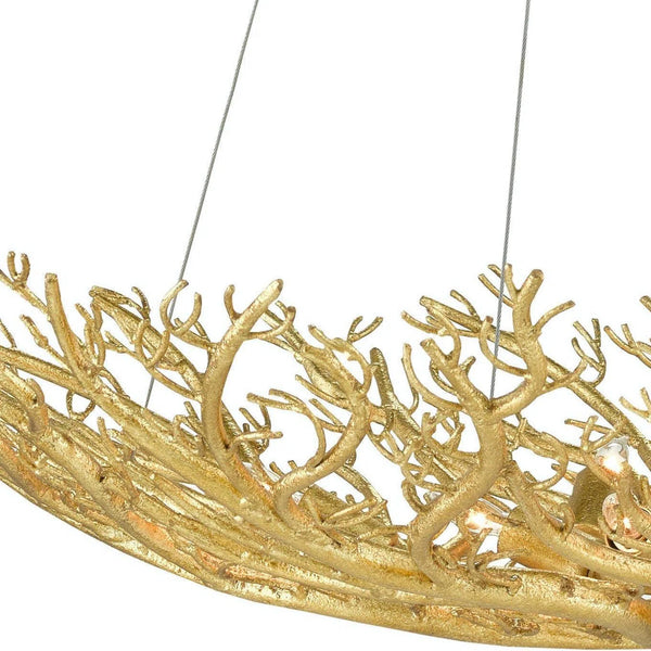 Gold Gilt Sea Fan Bowl Chandelier Aviva Stan Collection Chandeliers LOOMLAN By Currey & Co