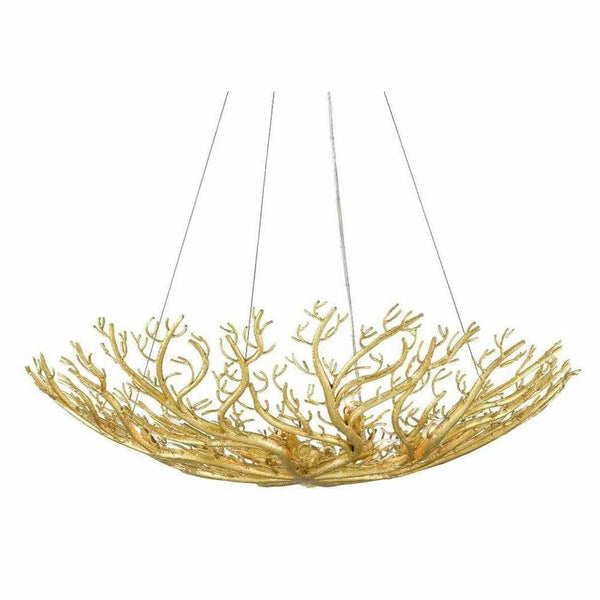 Gold Gilt Sea Fan Bowl Chandelier Aviva Stan Collection Chandeliers LOOMLAN By Currey & Co