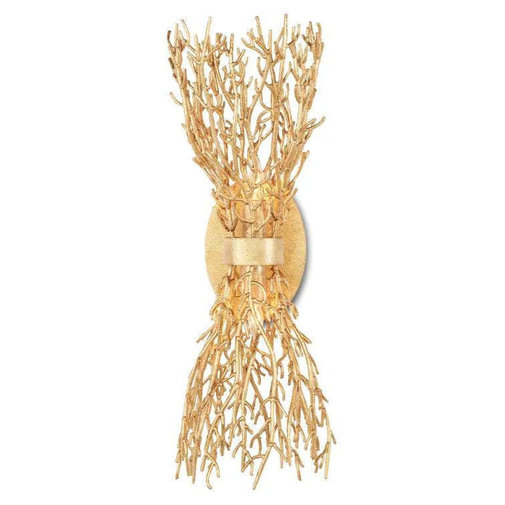Gold Gilt Sea Fan Wall Sconce Aviva Stan Collection - LOOMLAN - Currey & Co - Wall Sconces