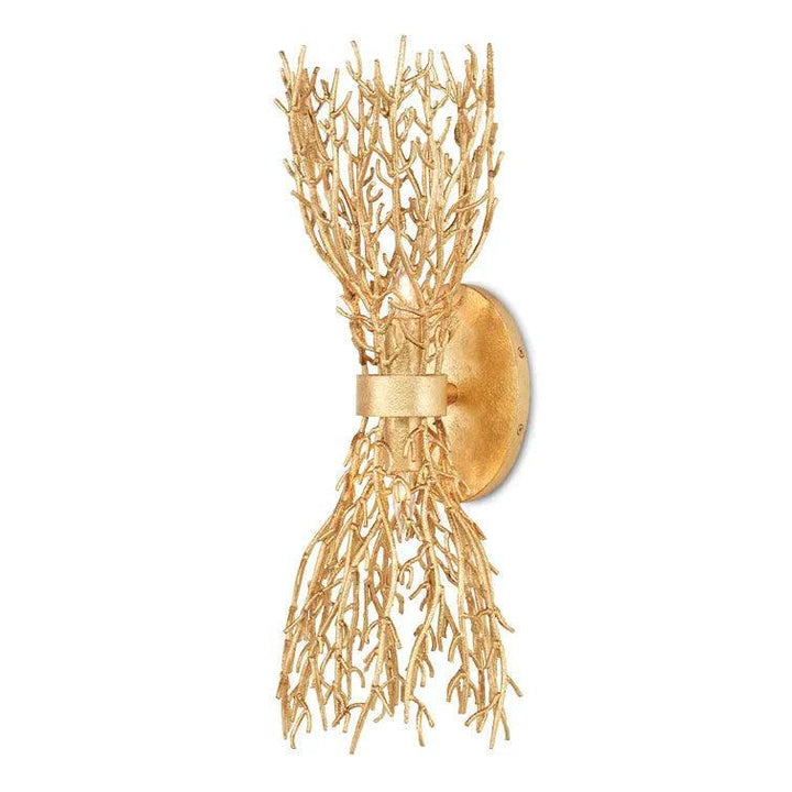 Gold Gilt Sea Fan Wall Sconce Aviva Stan Collection - LOOMLAN - Currey & Co - Wall Sconces