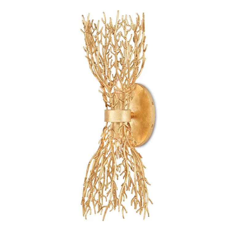 Gold Gilt Sea Fan Wall Sconce Aviva Stan Collection Wall Sconces LOOMLAN By Currey & Co