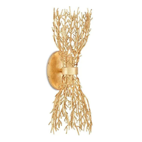 Gold Gilt Sea Fan Wall Sconce Aviva Stan Collection - LOOMLAN - Currey & Co - Wall Sconces