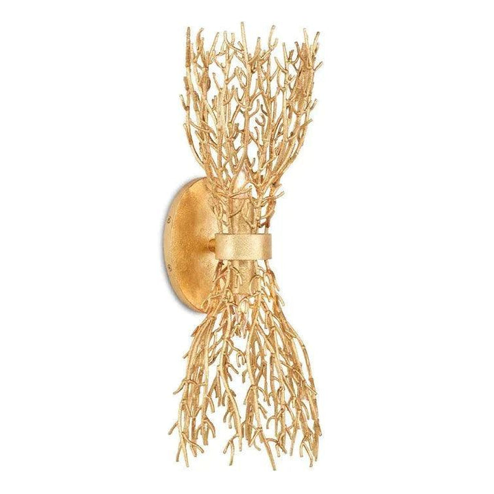 Gold Gilt Sea Fan Wall Sconce Aviva Stan Collection - LOOMLAN - Currey & Co - Wall Sconces