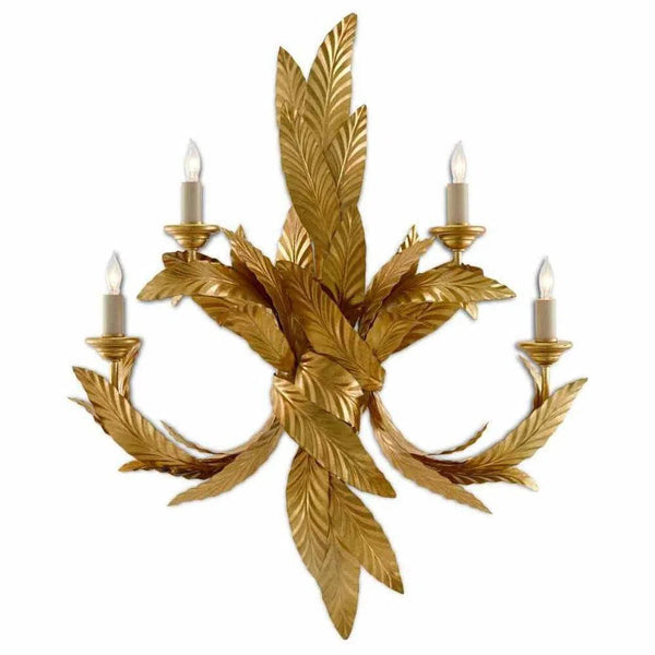 Gold Leaf Apollo Wall Sconce Wall Sconces LOOMLAN By Currey & Co