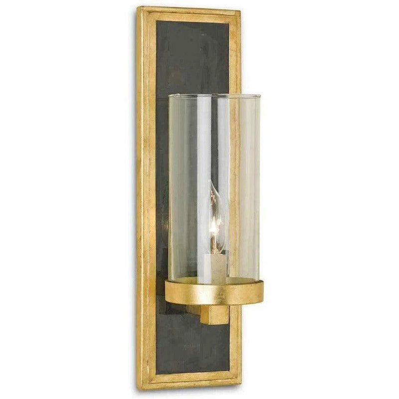 Gold Leaf Black Penshell Crackle Charade Gold Wall Sconce Wall Sconces LOOMLAN By Currey & Co
