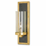 Gold Leaf Black Penshell Crackle Charade Gold Wall Sconce Wall Sconces LOOMLAN By Currey & Co