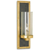 Gold Leaf Black Penshell Crackle Gold Wall Sconce