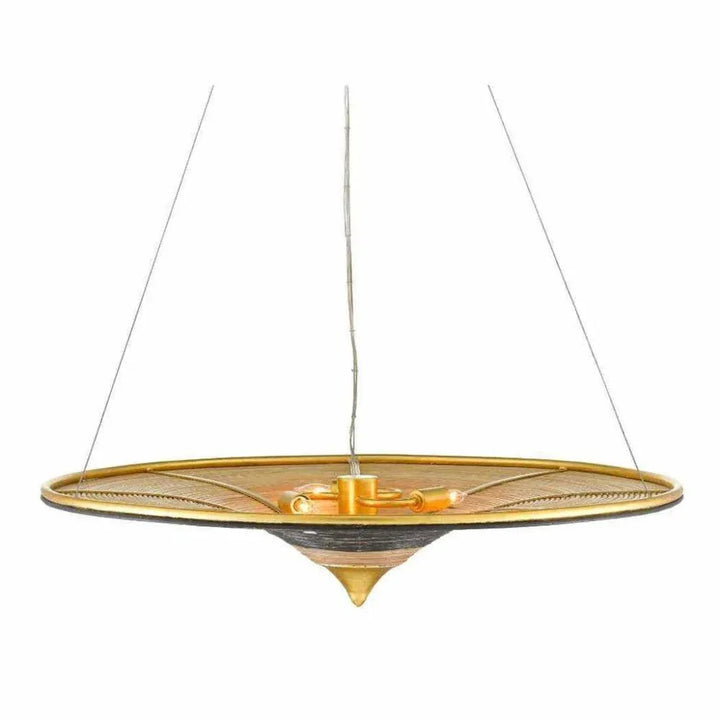 Gold Leaf Black White Canaan Chandelier - LOOMLAN - Currey & Co - Chandeliers