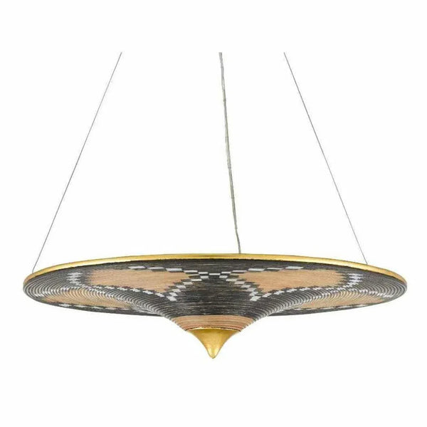 Gold Leaf Black White Canaan Chandelier - LOOMLAN - Currey & Co - Chandeliers