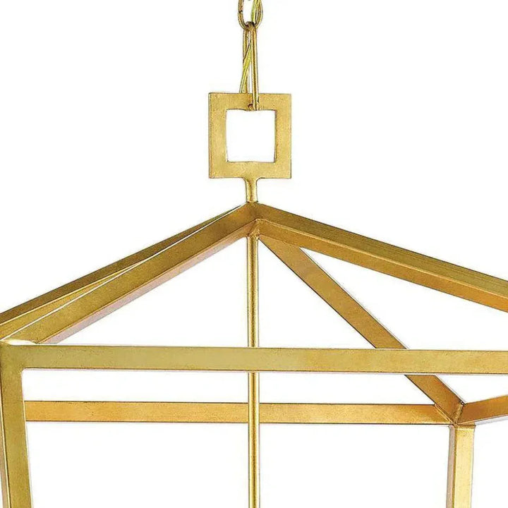 Gold Leaf Denison Gold Medium Lantern - LOOMLAN - Currey & Co - Pendants