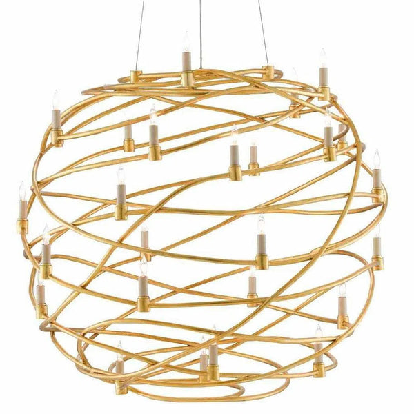 Gold Leaf Franchette Orb Chandelier Chandeliers LOOMLAN By Currey & Co