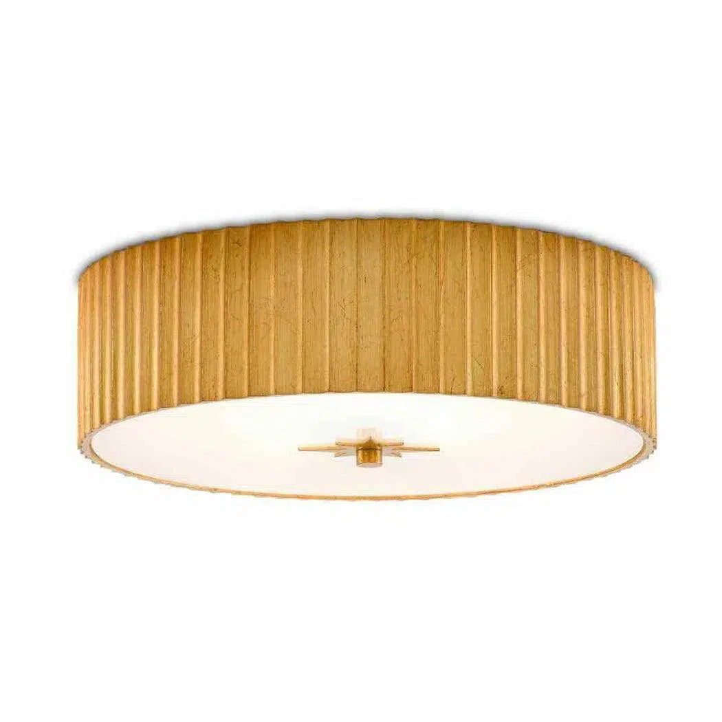 Gold Leaf Frosted Glass Caravel Flush Mount