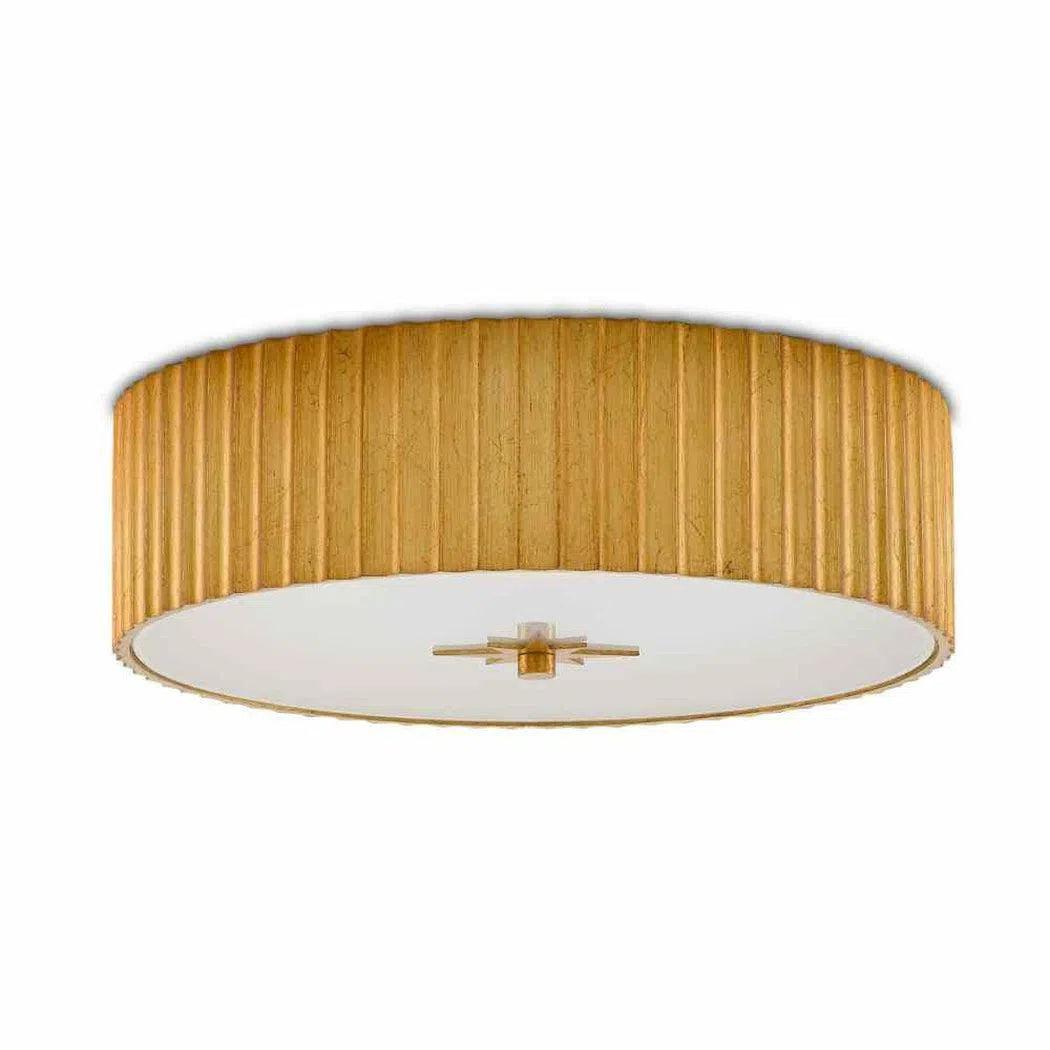 Gold Leaf Frosted Glass Caravel Flush Mount