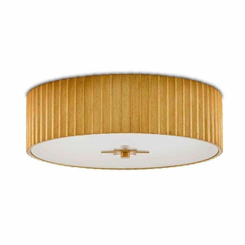 Gold Leaf Frosted Glass Caravel Flush Mount-Flush Mounts-Currey & Co-LOOMLAN