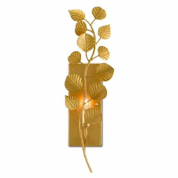 Gold Leaf Golden Eucalyptus Wall Sconce Aviva Stan Collection Wall Sconces LOOMLAN By Currey & Co