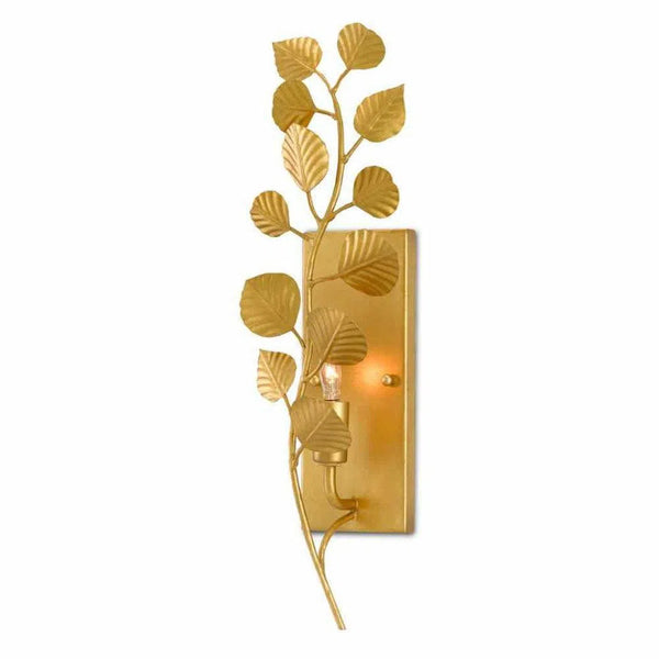Gold Leaf Golden Eucalyptus Wall Sconce Aviva Stan Collection Wall Sconces LOOMLAN By Currey & Co