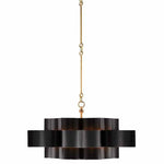 Gold Leaf Grand Lotus Black Large Chandelier