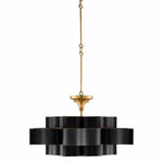 Gold Leaf Grand Lotus Black Large Chandelier