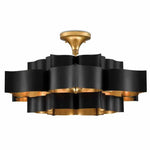 Gold Leaf Grand Lotus Black Large Chandelier