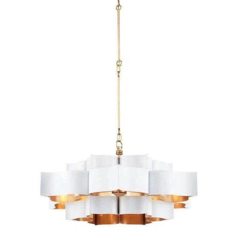 Gold Leaf Grand Lotus White Chandelier