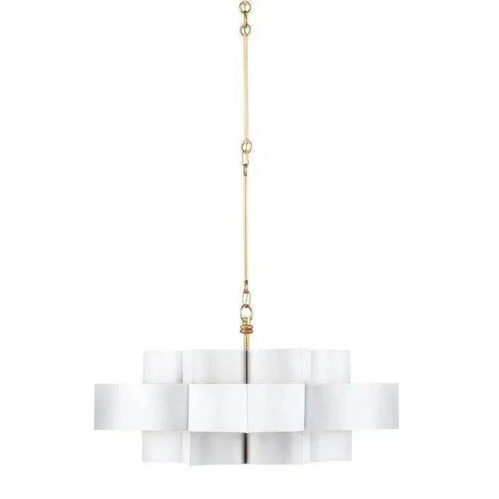 Gold Leaf Grand Lotus White Chandelier - LOOMLAN - Currey & Co - Chandeliers