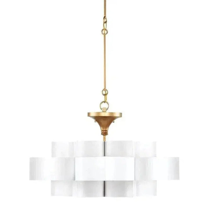 Gold Leaf Grand Lotus White Chandelier - LOOMLAN - Currey & Co - Chandeliers