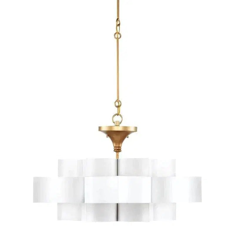 Gold Leaf Grand Lotus White Chandelier