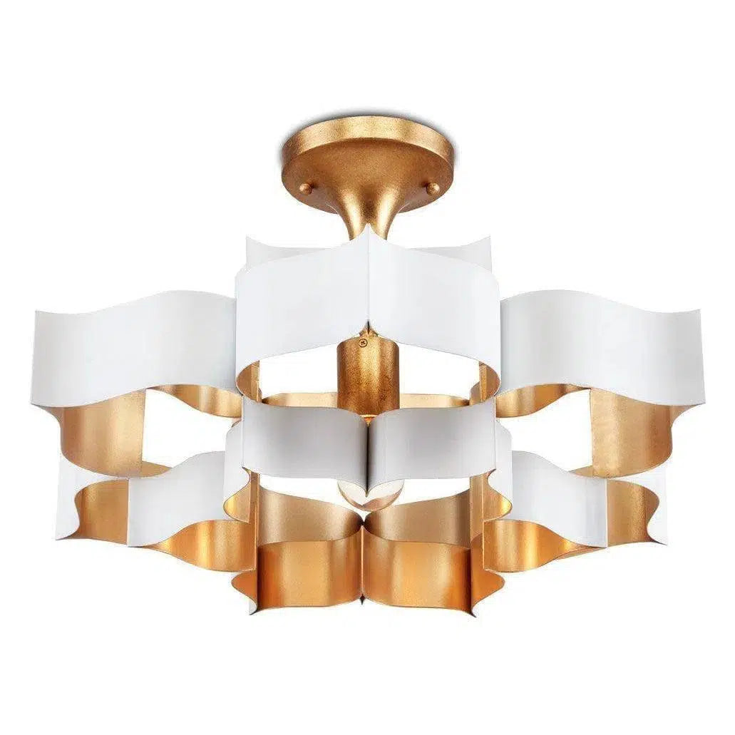 Gold Leaf Grand Lotus White Small Chandelier