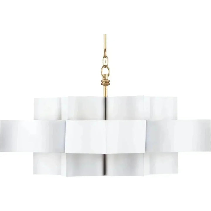 Gold Leaf Grand Lotus White Small Chandelier - LOOMLAN - Currey & Co - Chandeliers