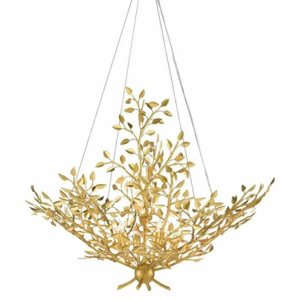 Gold Leaf Huckleberry Chandelier Aviva Stan Collection - LOOMLAN - Currey & Co - Chandeliers