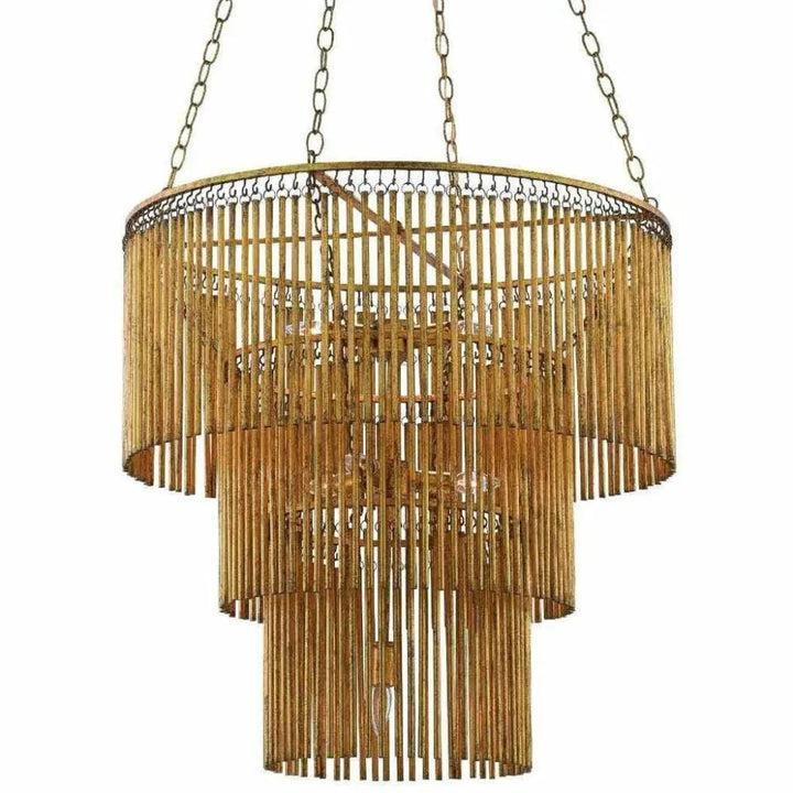 Gold Leaf Mantra Chandelier - LOOMLAN - Currey & Co - Chandeliers