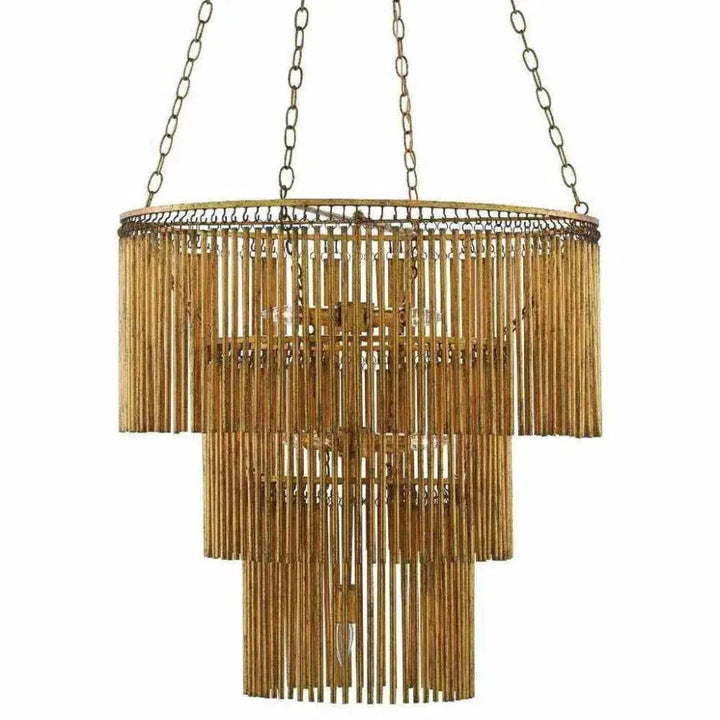 Gold Leaf Mantra Chandelier - LOOMLAN - Currey & Co - Chandeliers