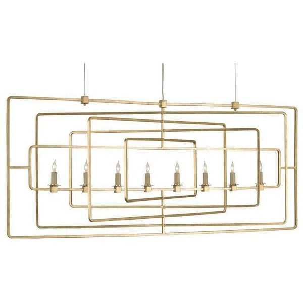 Gold Leaf Metro Gold Rectangular Chandelier Chandeliers LOOMLAN By Currey & Co