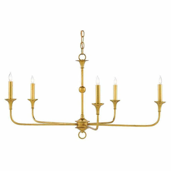 Gold Leaf Nottaway Gold Small Chandelier Chandeliers LOOMLAN By Currey & Co