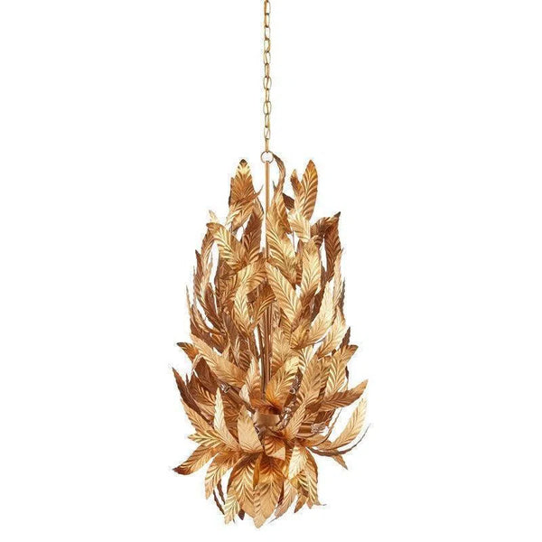 Gold Leaf Painted Apollo Leaf Chandelier Chandeliers LOOMLAN By Currey & Co