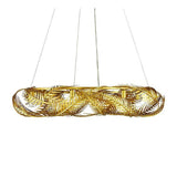 Gold Leaf Painted Gold Queenbee Palm Ring Chandelier Chandeliers LOOMLAN By Currey & Co