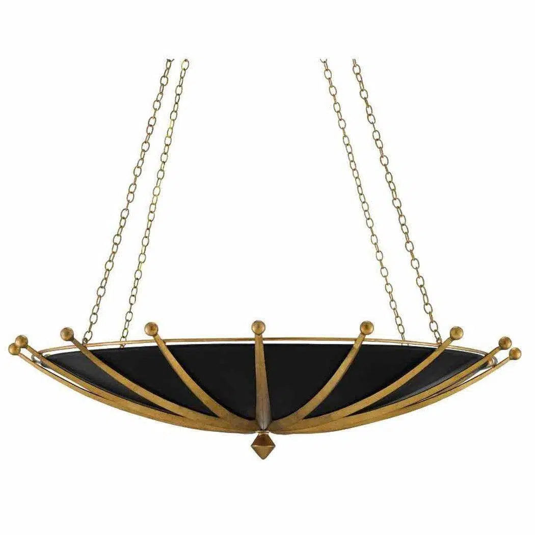 Gold Leaf Satin Black Fontaine Chandelier