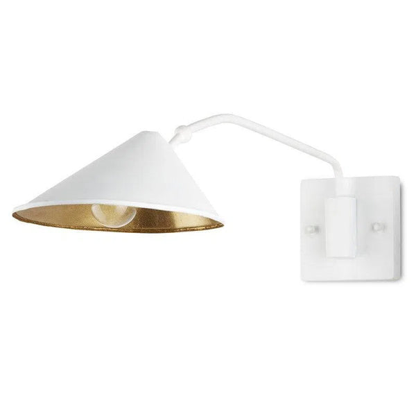 Gold Leaf Serpa Single White Wall Sconce Jamie Beckwith Wall Sconces LOOMLAN By Currey & Co
