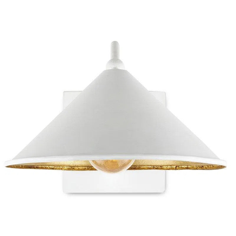 Gold Leaf Serpa Single White Wall Sconce Jamie Beckwith Wall Sconces LOOMLAN By Currey & Co