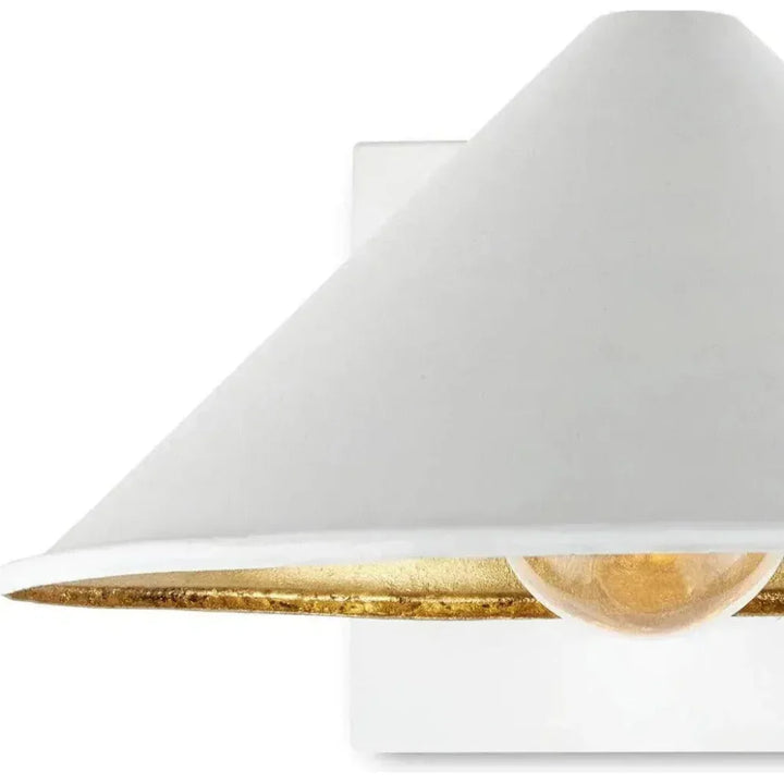 Gold Leaf Serpa Single White Wall Sconce Jamie Beckwith - LOOMLAN - Currey & Co - Wall Sconces
