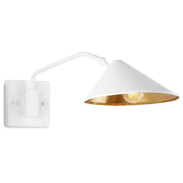 Gold Leaf Serpa Single White Wall Sconce Jamie Beckwith - LOOMLAN - Currey & Co - Wall Sconces