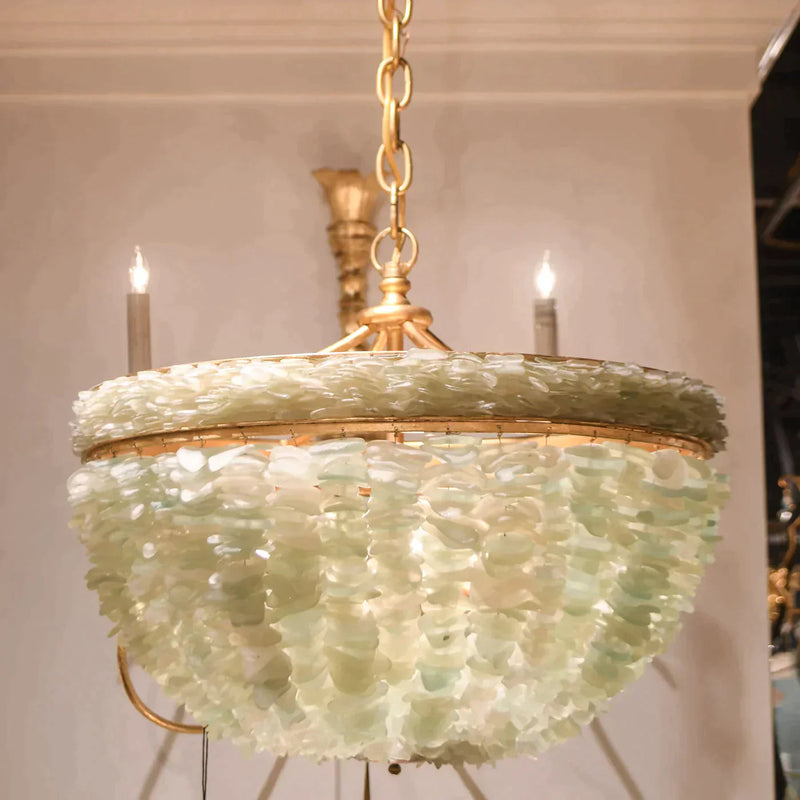 Golden Lighting Pendant Gold Leaf Seaglass Bayou Pendant Pendants LOOMLAN By Currey & Co