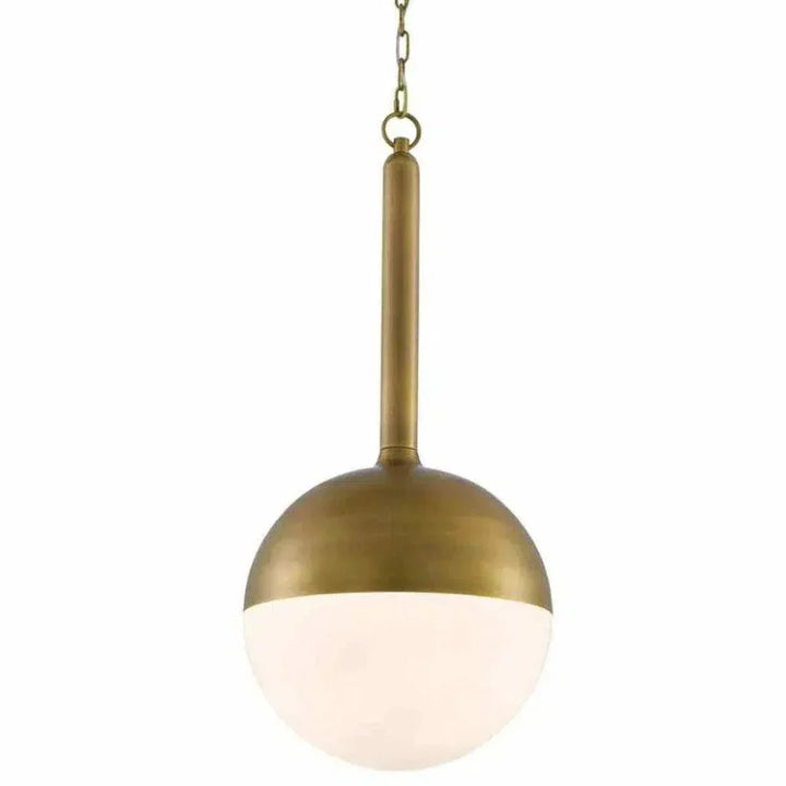 Golden Pendant Opaque White Moonward Pendant - LOOMLAN - Currey & Co - Pendants