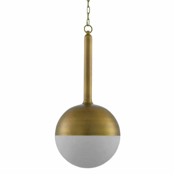 Golden Pendant Opaque White Moonward Pendant - LOOMLAN - Currey & Co - Pendants