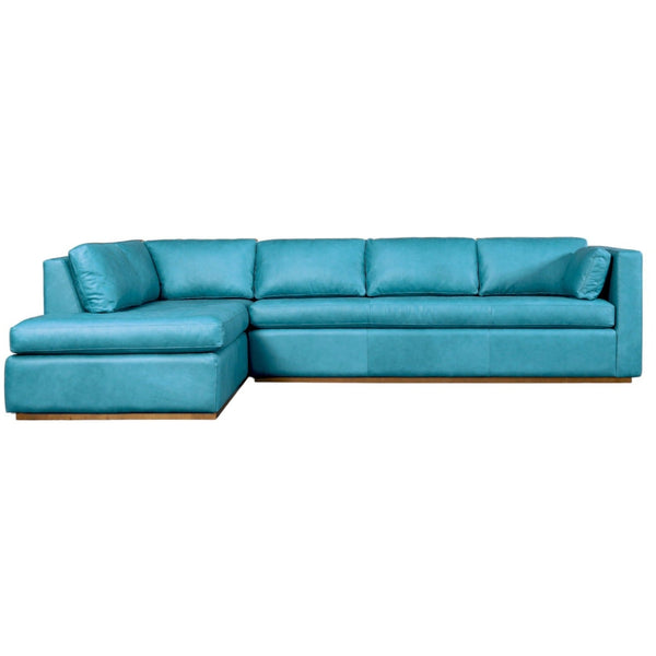 Goldenrod Nubuck Leather Sectional With Chaise Made to Order-Sectionals-One For Victory-LOOMLAN