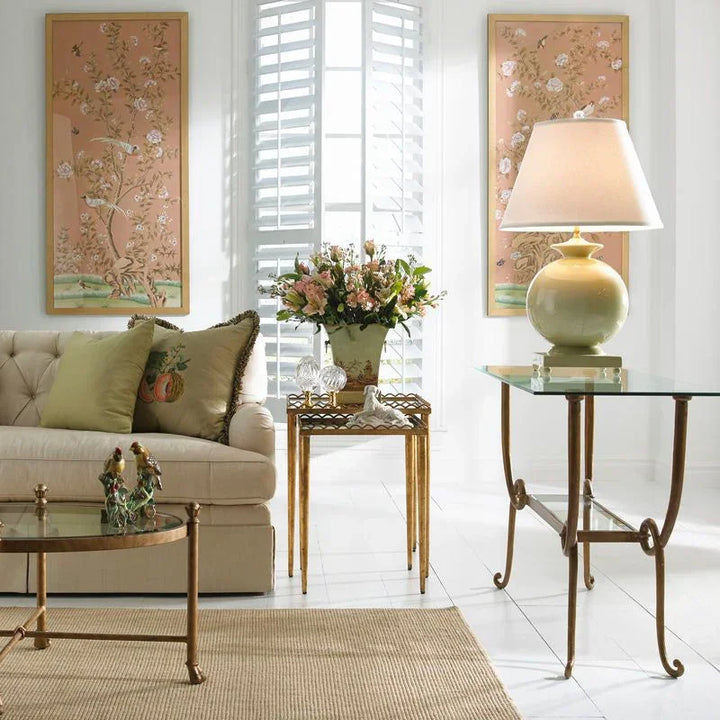 Gordon Antique Gold Based Oval Cocktail Table - LOOMLAN - Chelsea House - Coffee Tables