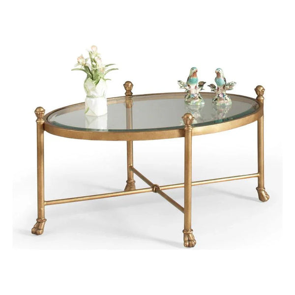 Gordon Antique Gold Based Oval Cocktail Table - LOOMLAN - Chelsea House - Coffee Tables